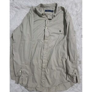 POLO RALPH LAUREN MENS SHIRT -2XB Big- Solid Beige, PONY-GOLF